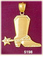14K Yellow Gold Polished Cowboy Boot w/Spur Western Charm