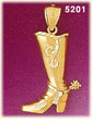 14K Yellow Gold Tall Western Cowboy Boot Charm