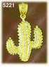 14K Yellow Gold Prickly Spiny Cactus Western Charm