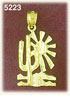 14K Yellow Gold Desert Cactus And Sun Western Charm
