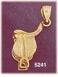 14K Yellow Gold English Riding Saddle Charm 3D