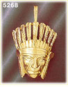 14K Yellow Gold Native American Indian Warrior Charm