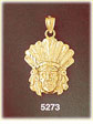 14K Yellow Gold Chief Wearing Headdress American Indian Charm