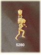 14K Yellow Gold Native American Indian Warrior Running Charm 3D