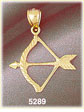 14K Yellow Gold Bow & Arrow American Indian Charm