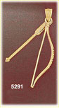 14K Yellow Gold Native American Indian Bow & Arrow Charm 3D