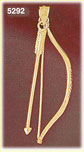 14K Yellow Gold Bow & Arrow Native American Indian Charm 3D