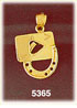 14K Yellow Gold Lucky Horseshoe Ace Of Hearts Gambling Charm