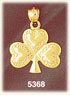 14K Yellow Gold Irish Lucky Clover w/Hearts Charm