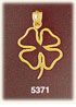 14K Yellow Gold Outlined Irish Lucky Four Leaf Clover Charm