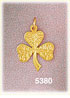 14K Yellow Gold Irish Lucky Clover w/Leaf Detail Charm