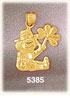 14K Yellow Gold Irish Leprechaun w/Lucky Clover Charm