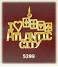 14K Yellow Gold I Love Atlantic City w/Cards Gambling Charm