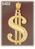 14K Yellow Gold Diamond Pattern Dollar Sign Gambling Charm