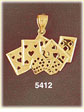 14K Yellow Gold Deck Of Cards & Dice Gambling Charm