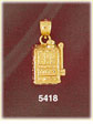 14K Yellow Gold 777 Slot Machine Gambling Charm 3D