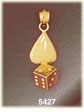 14K Yellow Gold Gambling Dice and Spade Gambling Charm