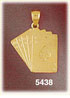 14K Yellow Gold Straight Royal Flush Spades Cards Gambling Charm