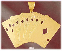 14K Yellow Gold Diamonds Straight Royal Flush Charm Pendant