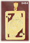 14K Yellow Gold Cutout Queen of Hearts Playing Cards Gambling Charm