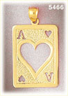 14K Yellow Gold Cutout Ace of Hearts Playing Cards Charm Pendant