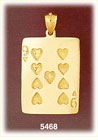 14K Yellow Gold Nine Of Hearts Playing Card Gambling Charm