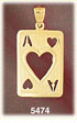 14K Yellow Gold Cutout Ace Of Hearts Playing Card Gambling Charm