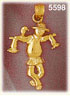 14K Yellow Gold Scarecrow With Crow On Arm Charm