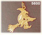 14Kt Yellow Gold Wicked Witch Flying On Broomstick Charm