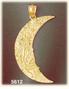 14K Yellow Gold Man The Crescent Moon w/Sun & Stars Celestial Charm