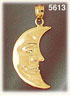 14K Yellow Gold Crescent Man In The Moon Celestial Charm