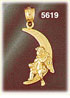 14K Yellow Gold Man On The Crescent Moon Charm
