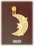 14K Yellow Gold Crescent Moon w/3 Stars Charm