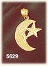 14K Yellow Gold Face On A Crescent Moon w/Star Charm