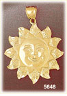 14K Yellow Gold Smiling Face Sun Charm
