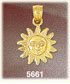 14K Yellow Gold Face On Sun Charm