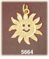 14K Yellow Gold Smiley Face Sunflower Sun Charm