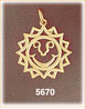 14K Yellow Gold Smiley Face Sun w/Decorative Border Charm