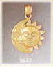 14K Yellow Gold Sun & Moon Charm