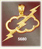 14K Yellow Gold Thunderbolt Through Cloud Celestial Charm