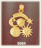 14K Yellow Gold Earth Moon Stars & Sun Celestial Charm