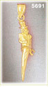 14K Yellow Gold Leprechaun Italian Horn Charm 3D