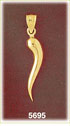 14K Yellow Gold Cornicello Italian Horn Cornicello Charm 3D