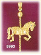 14K Gold 3D Galloping Carousel Horse Charm