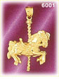 14K Gold Ornate Galloping Carousel Horse Charm