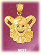 14K Gold Jester Clown Face Charm