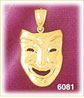 14K Gold Polished Comedy Drama Mask Charm