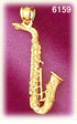 14K Gold 3D Saxophone Charm