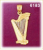 14K Gold Harp Charm