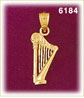 14K Gold Harp Musical Instrument Charm